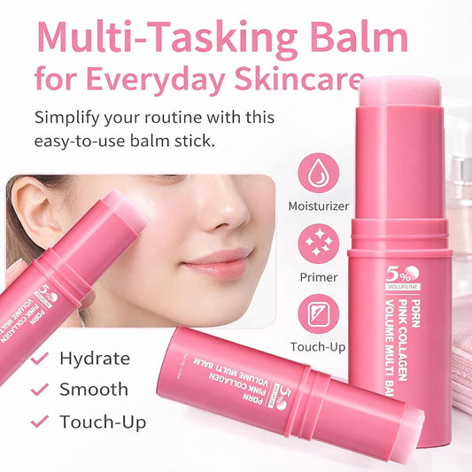 PDRN Stick, PDRN Pink Collagen Volume Multi Balm with 5% Volufiline NAD Infused, Bounce Multi Balm Stick, Revitalizing Care for Smooth Face & Body for Under-Eyes, Neck, Forehead - 2pcs