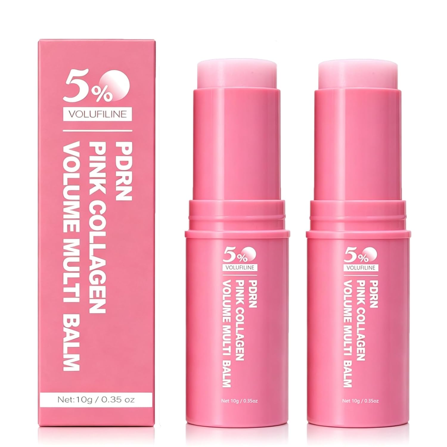 PDRN Stick, PDRN Pink Collagen Volume Multi Balm with 5% Volufiline NAD Infused, Bounce Multi Balm Stick, Revitalizing Care for Smooth Face & Body for Under-Eyes, Neck, Forehead - 2pcs