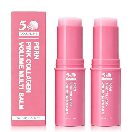 PDRN Stick, PDRN Pink Collagen Volume Multi Balm with 5% Volufiline NAD Infused, Bounce Multi Balm Stick, Revitalizing Care for Smooth Face & Body for Under-Eyes, Neck, Forehead - 2pcs