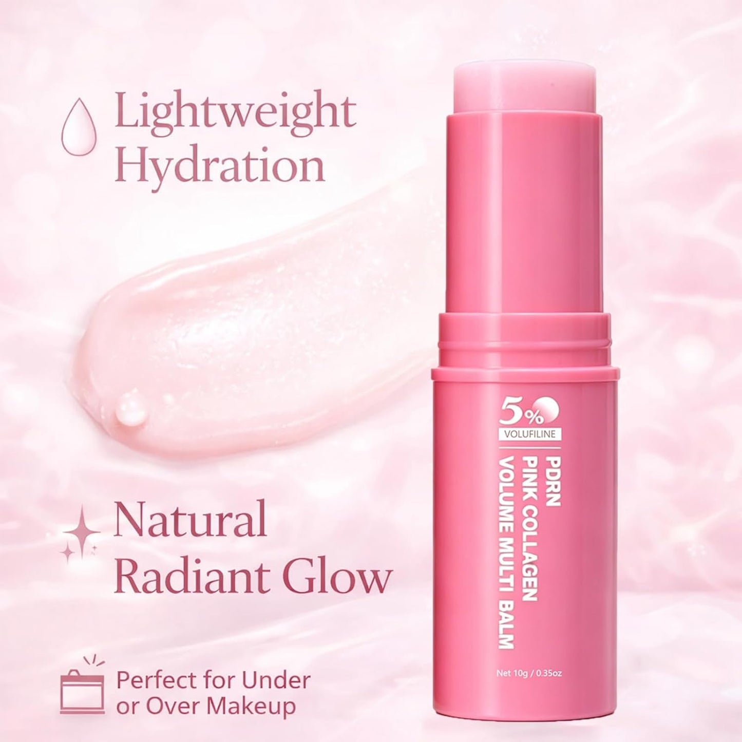 PDRN Stick, PDRN Pink Collagen Volume Multi Balm with 5% Volufiline NAD Infused, Bounce Multi Balm Stick, Revitalizing Care for Smooth Face & Body for Under-Eyes, Neck, Forehead - 3pcs
