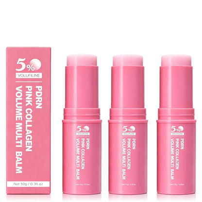 PDRN Stick, PDRN Pink Collagen Volume Multi Balm with 5% Volufiline NAD Infused, Bounce Multi Balm Stick, Revitalizing Care for Smooth Face & Body for Under-Eyes, Neck, Forehead - 3pcs