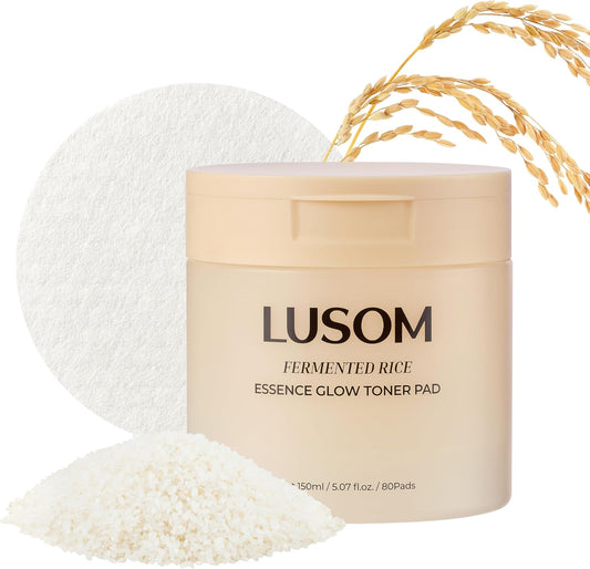 LUSOM Fermented Rice Essence Glow Toner Pads – Gentle, Hydrating & Skin-Soothing Korean Skin Care – 80 Pads (5.07 fl. oz. / 150ml)