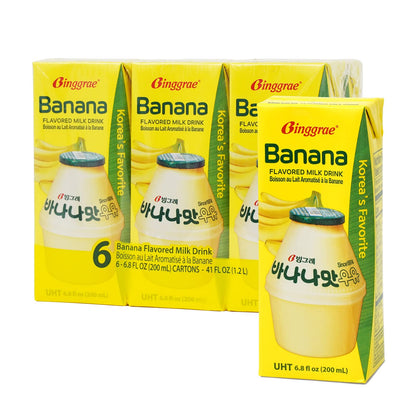 Binggrae Variety Banana, Strawberry, Melon Flavored Milk Drink 6 Packs