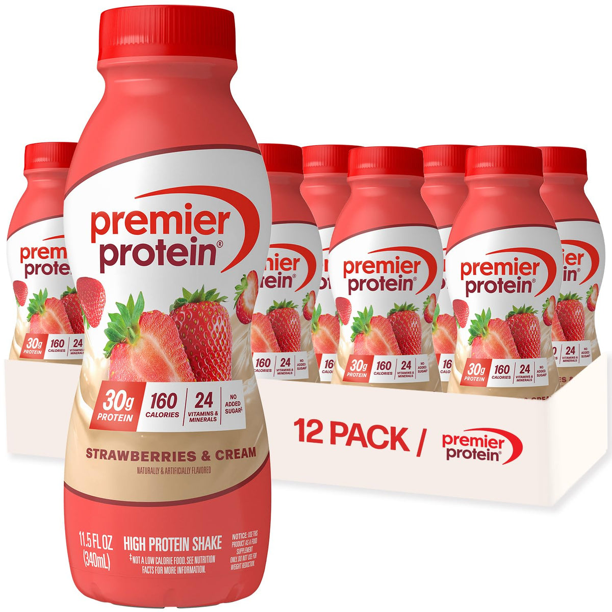 Premier Protein 30g High Protein Shake, Peaches & Cream, 12 Pack