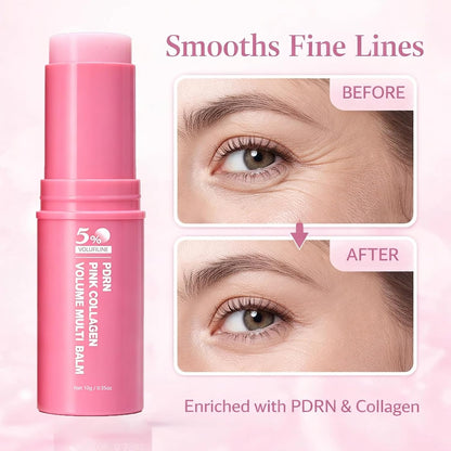 PDRN Stick, PDRN Pink Collagen Volume Multi Balm with 5% Volufiline NAD Infused, Bounce Multi Balm Stick, Revitalizing Care for Smooth Face & Body for Under-Eyes, Neck, Forehead - 3pcs
