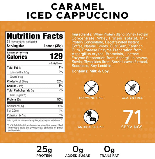 Revolution Nutrition, High Whey, Protein Powder 6LB, Whey Isolate, Gluten Free, Lean Muscle Mass for Men & Women, 25g of Protein Per Scoop, 2.7kg, 73 Servings (Caramel Iced Cappuccino, 6 Pound)