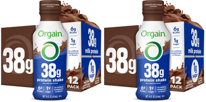 Orgain 30g High Protein Dairy Shake, 5g BCAAs, Chocolate, 11 oz, 12pk