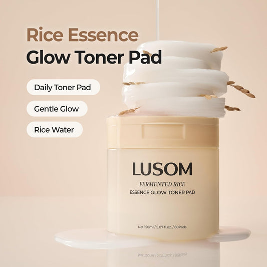 LUSOM Fermented Rice Essence Glow Toner Pads – Gentle, Hydrating & Skin-Soothing Korean Skin Care – 80 Pads (5.07 fl. oz. / 150ml)
