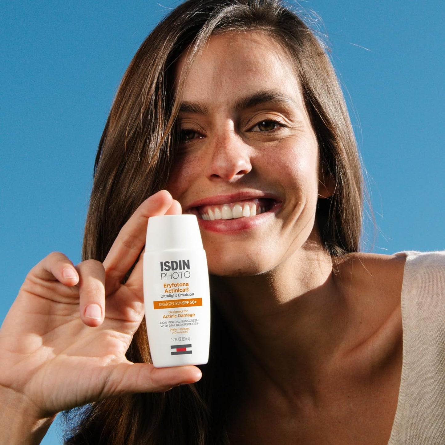 ISDIN Eryfotona Actinica Bundle (1.7 & 3.4 Fl Oz) with Zinc Oxide and 100% Mineral Sunscreen Broad Spectrum SPF 50+, No White Cast, Suitable for Sensitive Skin