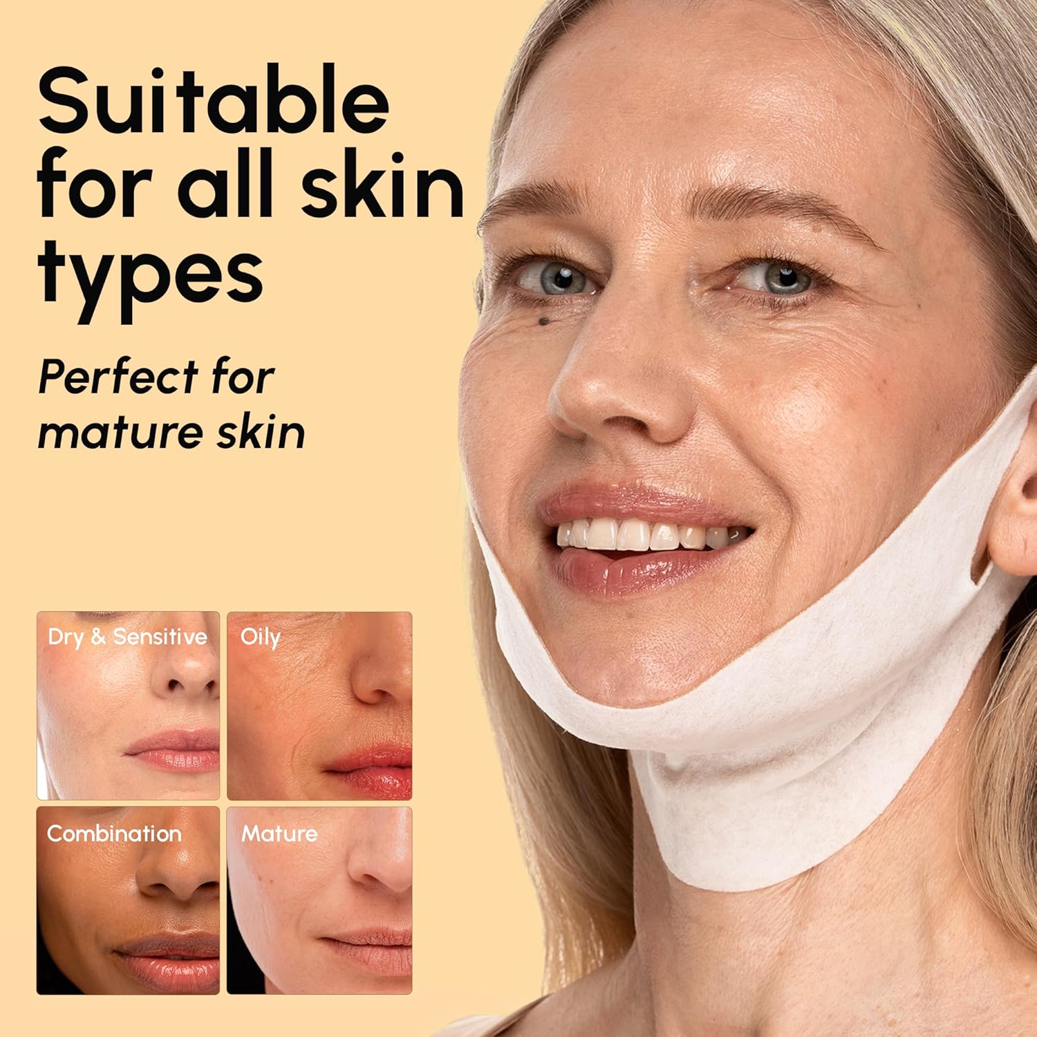 MAREE V Line Lifting Mask with 24K Gold – Deep Collagen Face Mask for Women – Jawline Shaper Mask with Retinol & Hyaluronic Acid – Neck Tightening & Firming - Double Chin Strap for Face Lift