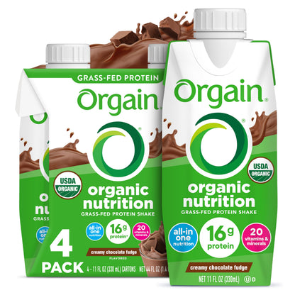 Orgain 30g High Protein Dairy Shake, 5g BCAAs, Chocolate, 11 oz, 12pk